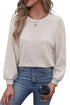 Stripe Round Neck Drop Shoulder Long Sleeve Top